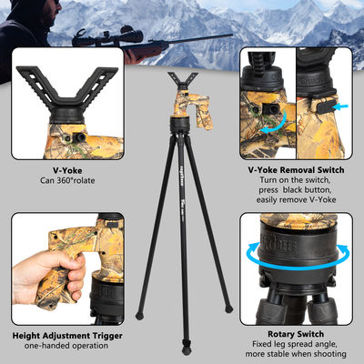 Rubber Feet Hunting Tripod Aluminum Alloy Three Legs